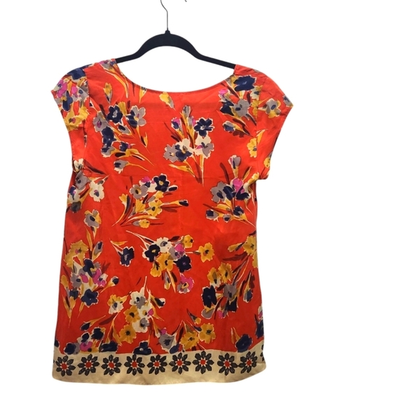 Edme & Esyllte Anthropologie 100% Silk Abstract Floral Top Size 0 Summer - Picture 2 of 4